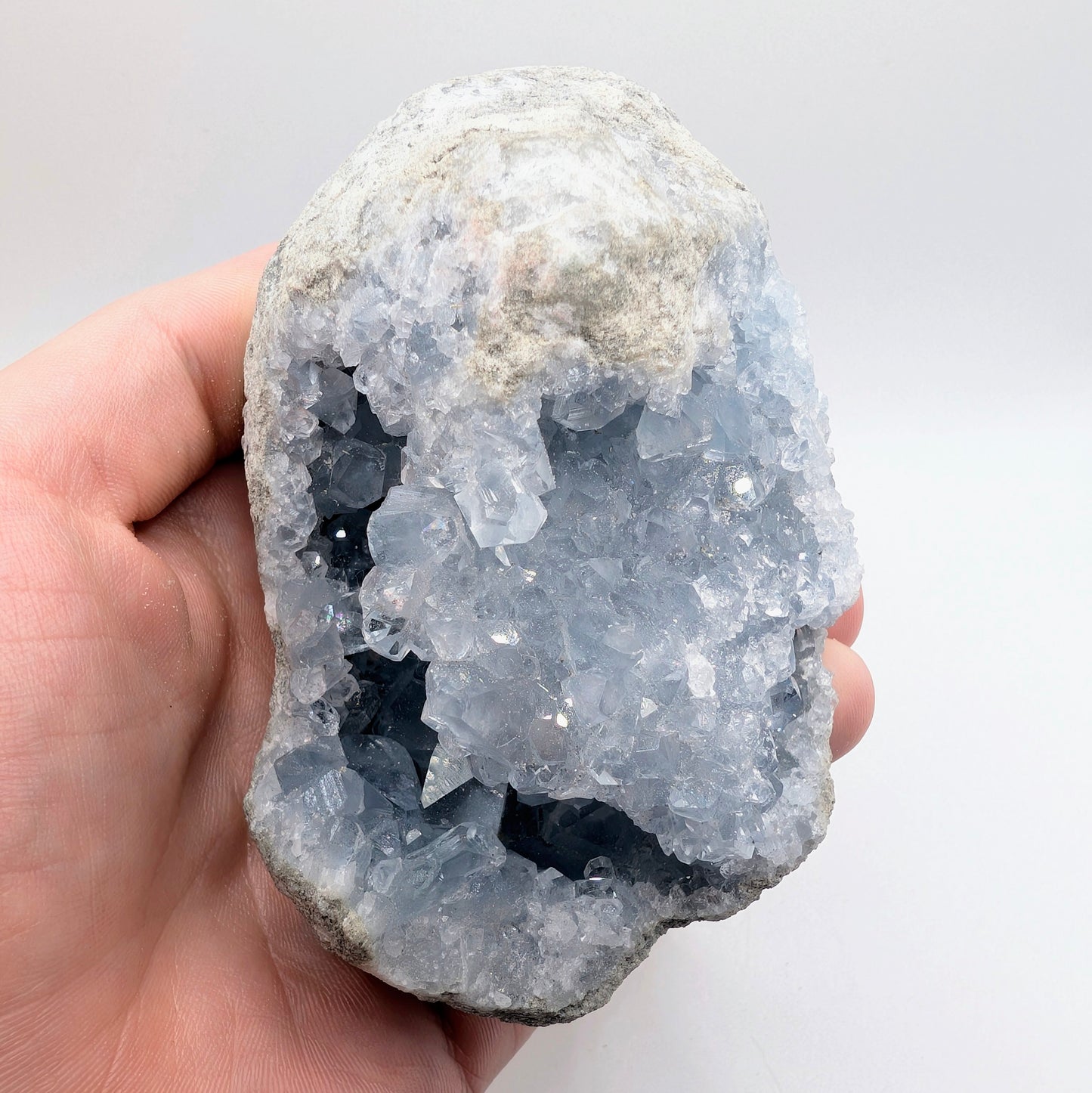 4.35" Crystal Filled Celestine (Celestite) Geode - Madagascar