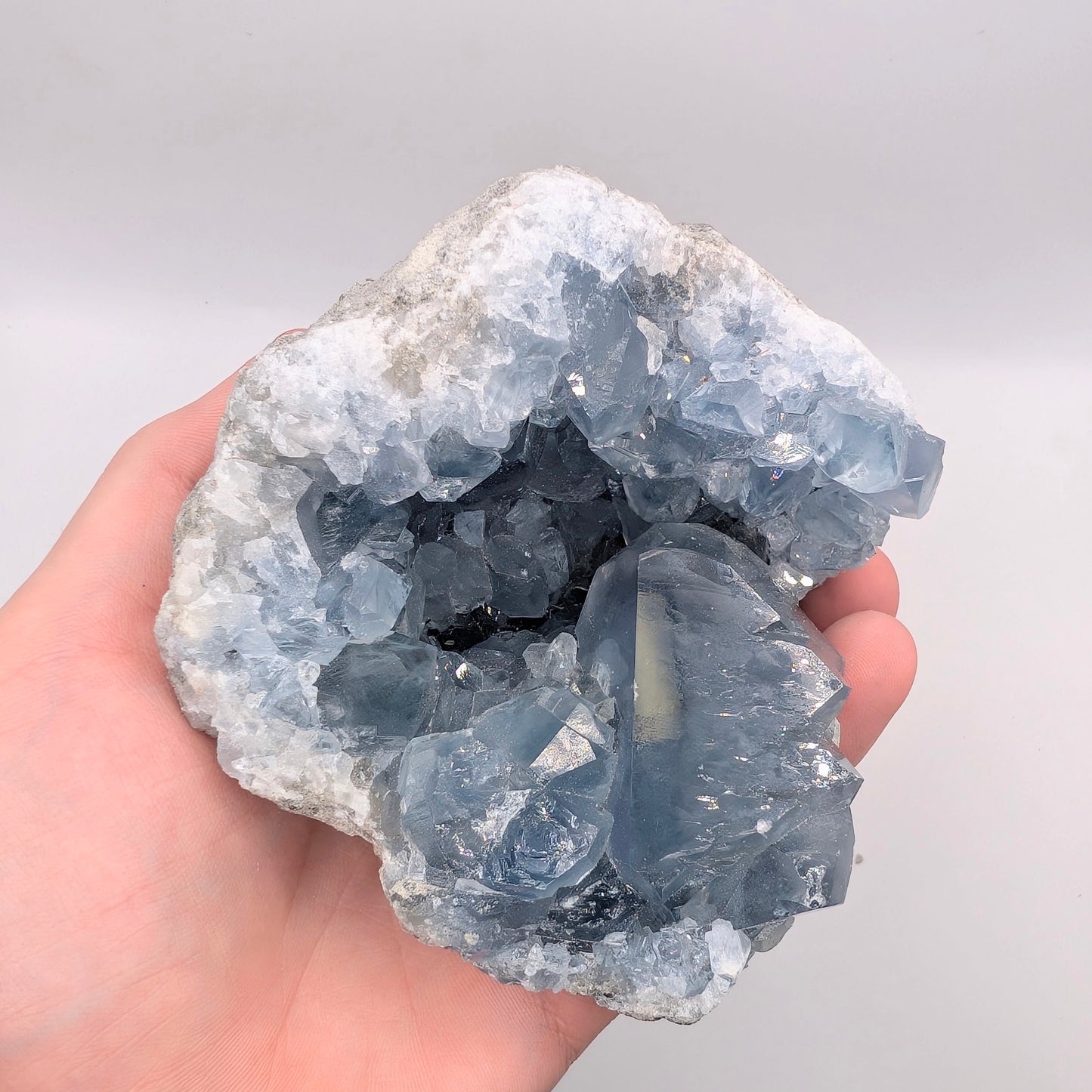 3.75" Crystal Filled Celestine (Celestite) Geode  - Madagascar