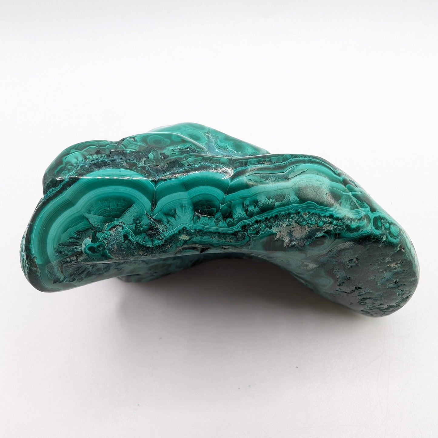 3.3" Flowery Polished Malachite Specimen - DR Congo